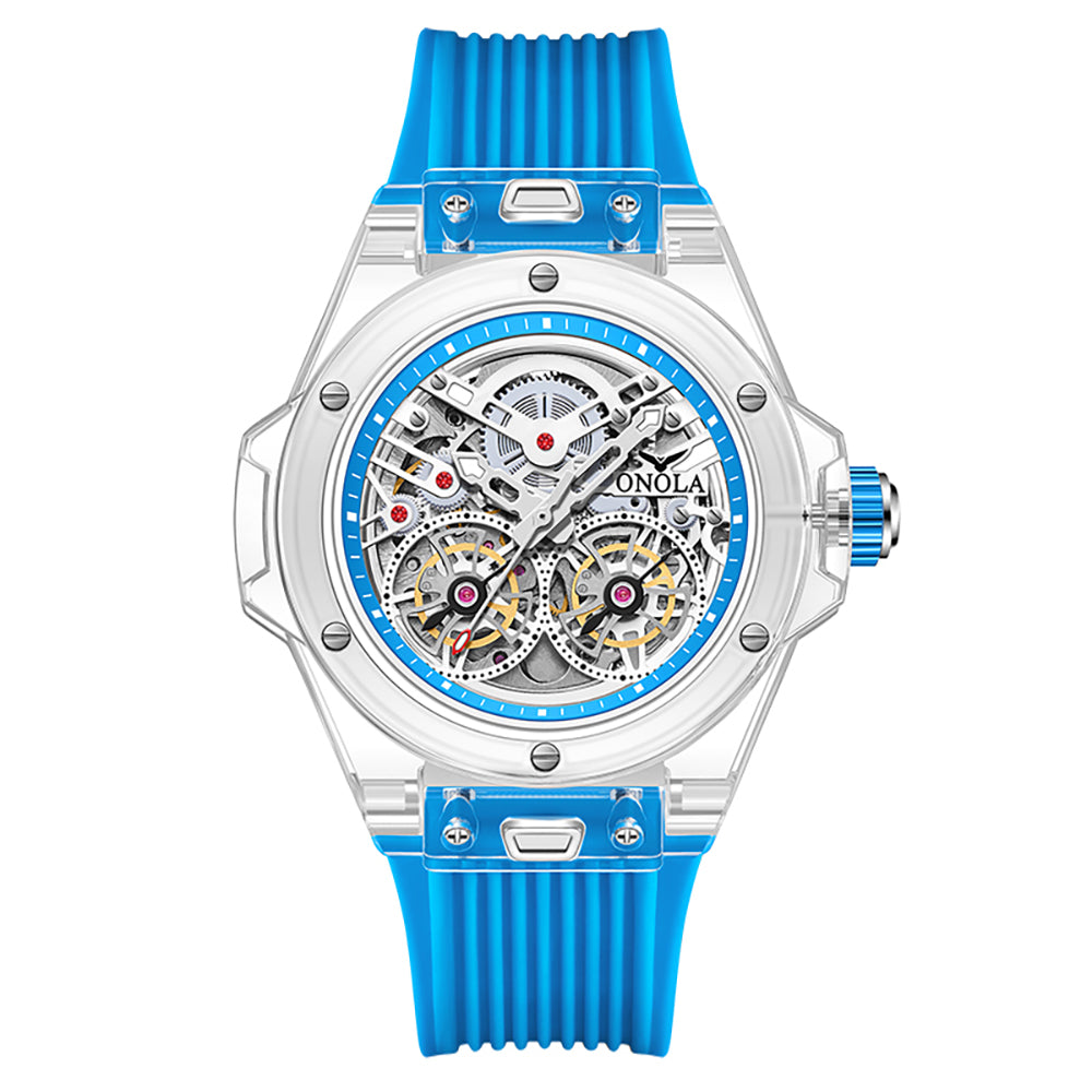 ONOLA-3835, Fashionable sports tourbillon hollow mechanical watch, ideal gift for men