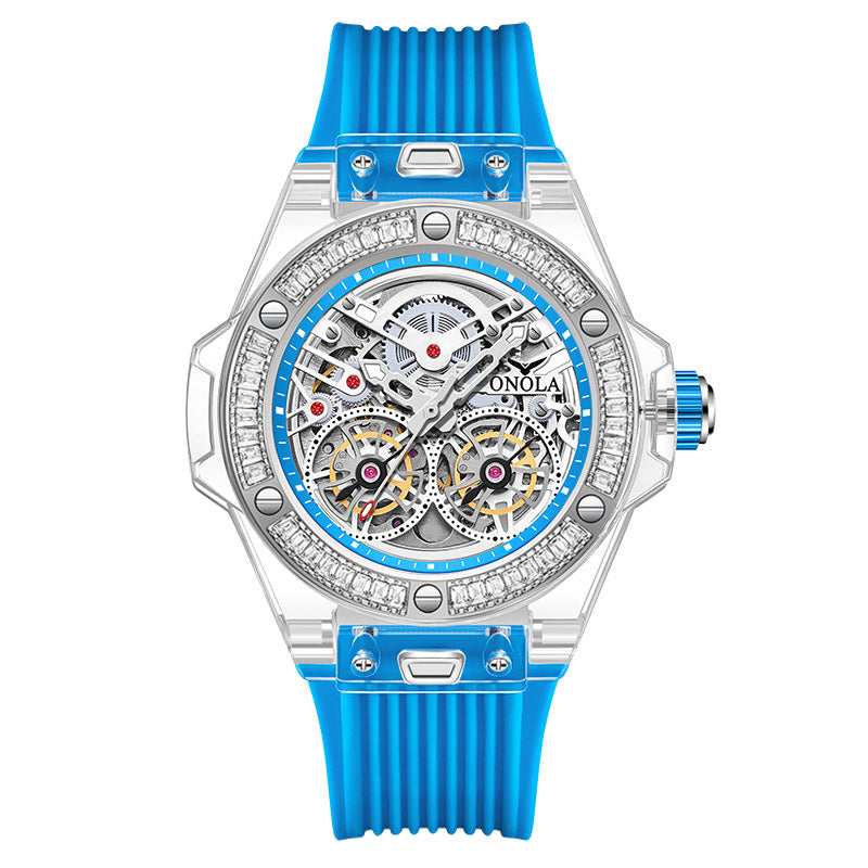 ONOLA-3835D Fashion Sports Mechanical Watch - Waterproof, Case with Flash Diamonds, Perfect Gift Choice