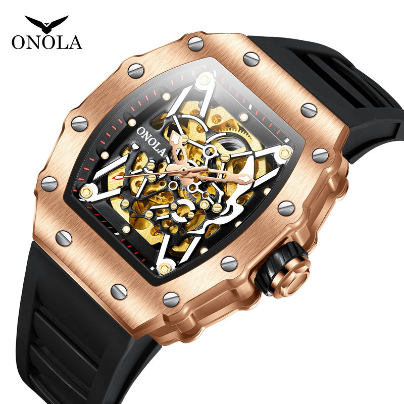 ONOLA-3829 Men's Barrel Automatic Mechanical Watch, Perfect for Business Use
