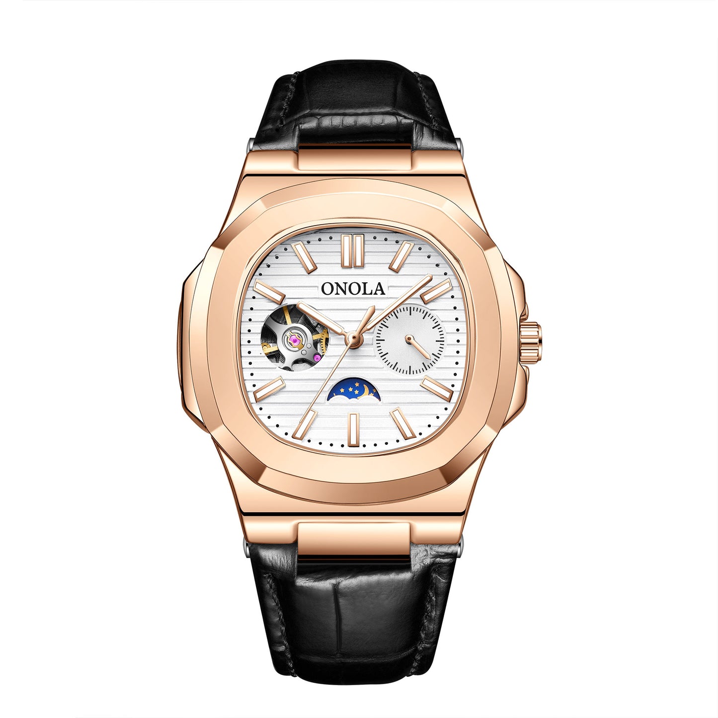 ONOLA-3855 men's mechanical watch, business style, automatic winding, waterproof and durable, perfect gift choice