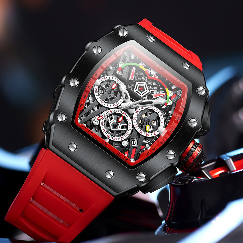 ONOLA-6827 Men's Wine Barrel Quartz Watch Multi functional Timing Watch