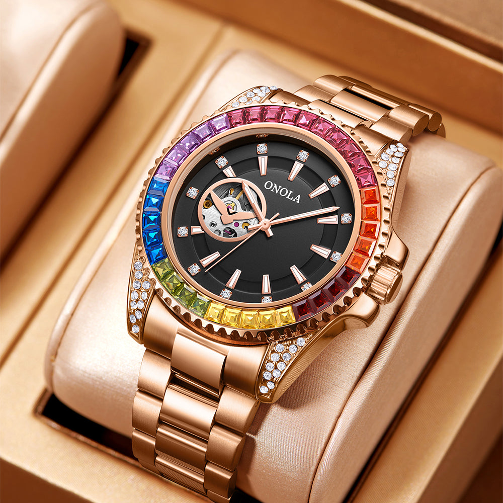 ONOLA 3839 Watch for Men New Fashion Steel Watch Luxury Diamond Automatic Mens Watch