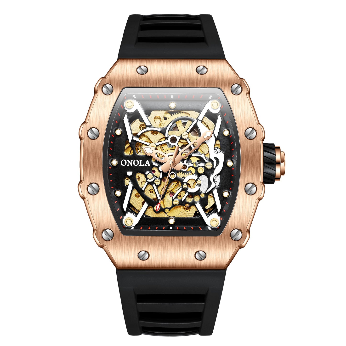 ONOLA-3829 Men's Barrel Automatic Mechanical Watch, Perfect for Business Use