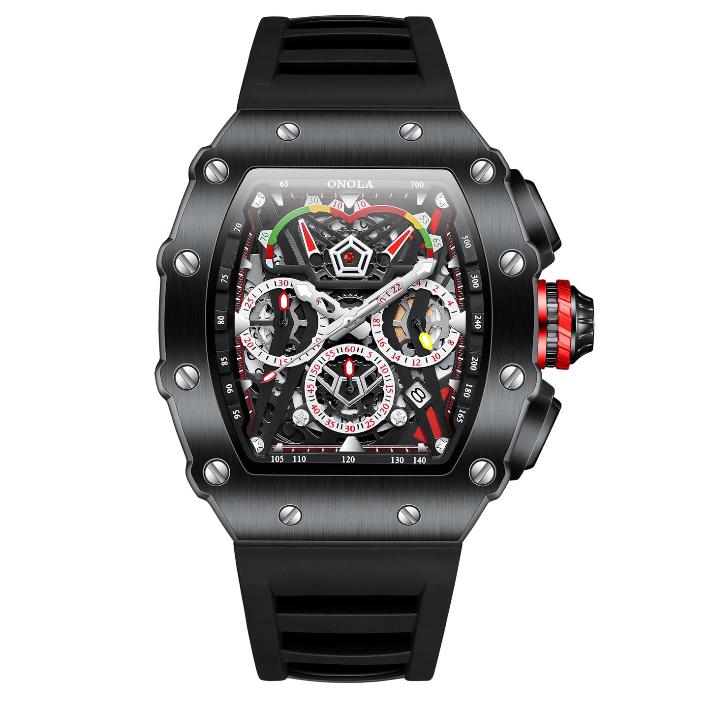 ONOLA-6827 Men's Wine Barrel Quartz Watch Multi functional Timing Watch