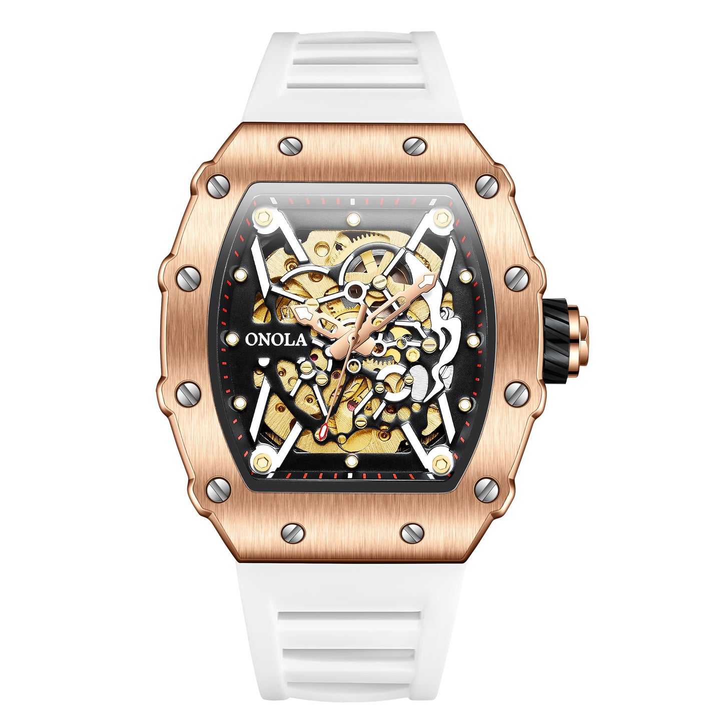 ONOLA-3829 Men's Barrel Automatic Mechanical Watch, Perfect for Business Use