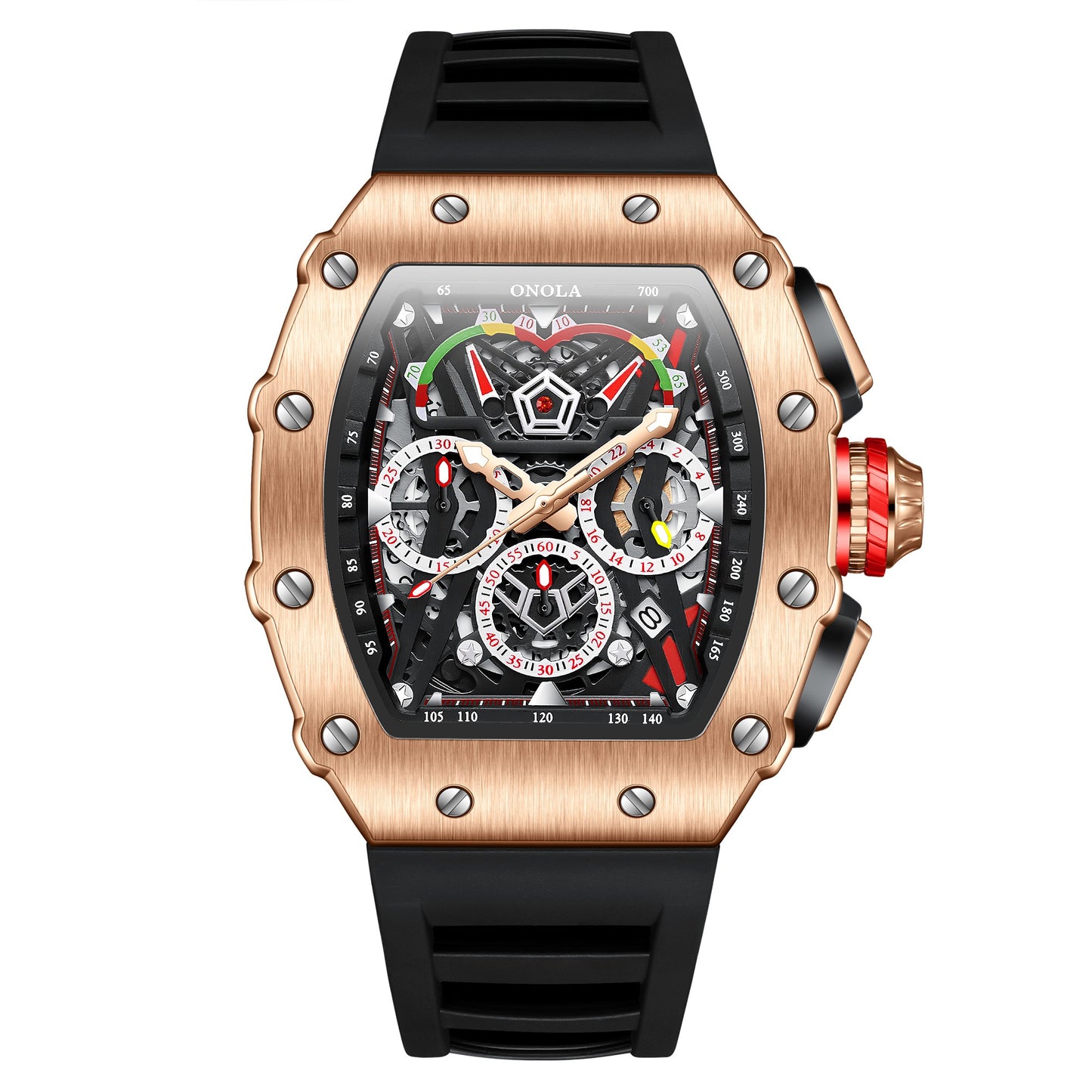 ONOLA-6827 Men's Wine Barrel Quartz Watch Multi functional Timing Watch