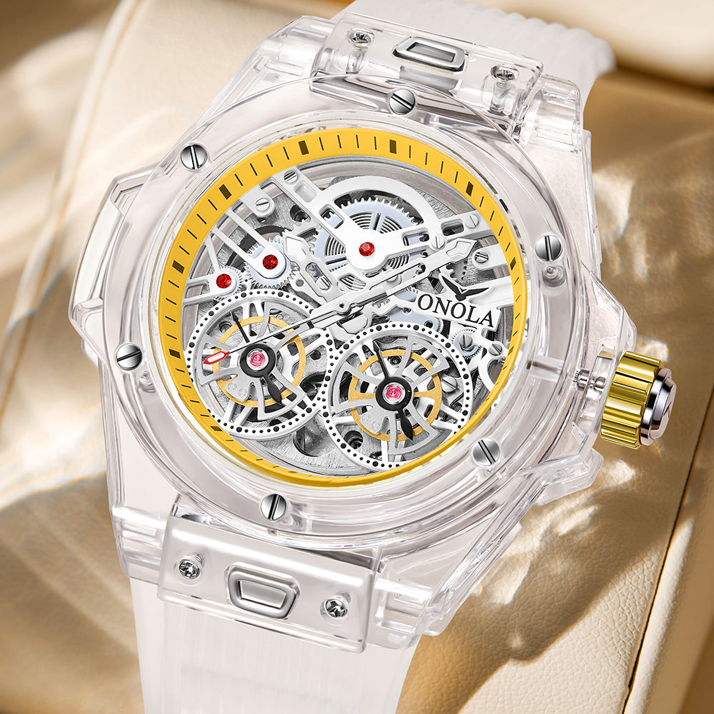 ONOLA-3835, Fashionable sports tourbillon hollow mechanical watch, ideal gift for men