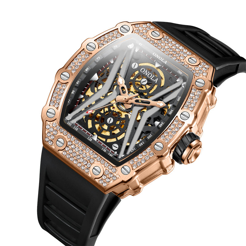 ONOLA-3828D Men's Mechanical Watch Wine Barrel Tourbillon Series, Suitable for Business wear