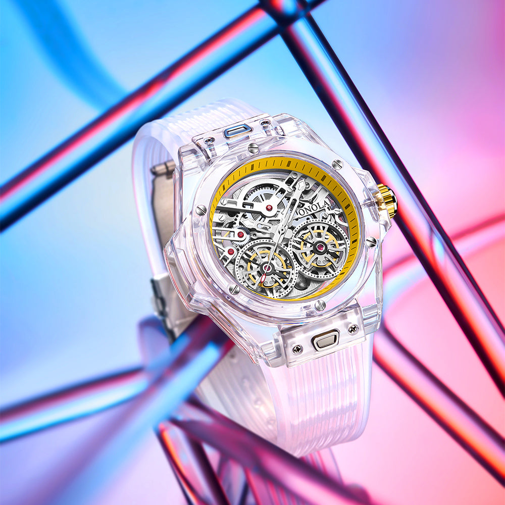 ONOLA-3835, Fashionable sports tourbillon hollow mechanical watch, ideal gift for men
