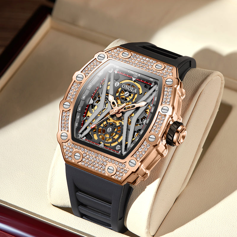 ONOLA-3828D Men's Mechanical Watch Wine Barrel Tourbillon Series, Suitable for Business wear
