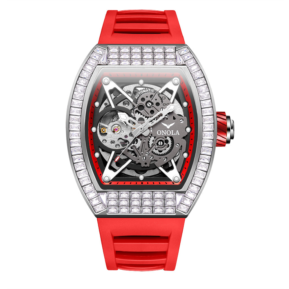 ONOLA-3838F Men's Wine Barrel Fashion Mechanical Watch, Hollow Tourbillon Series, Ideal Gift