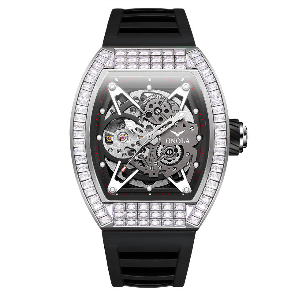 ONOLA-3838F Men's Wine Barrel Fashion Mechanical Watch, Hollow Tourbillon Series, Ideal Gift