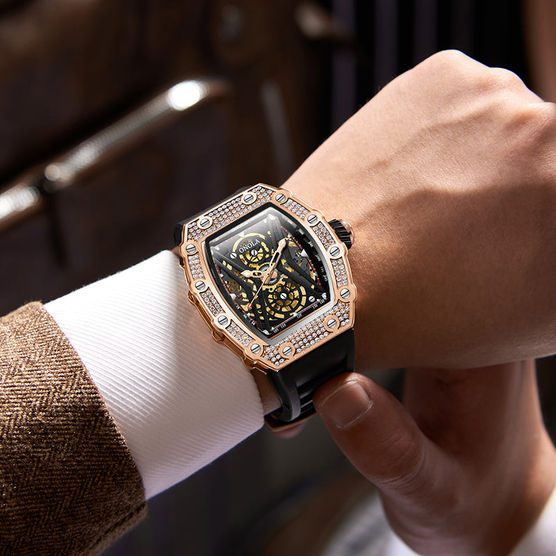 ONOLA-3828D Men's Mechanical Watch Wine Barrel Tourbillon Series, Suitable for Business wear