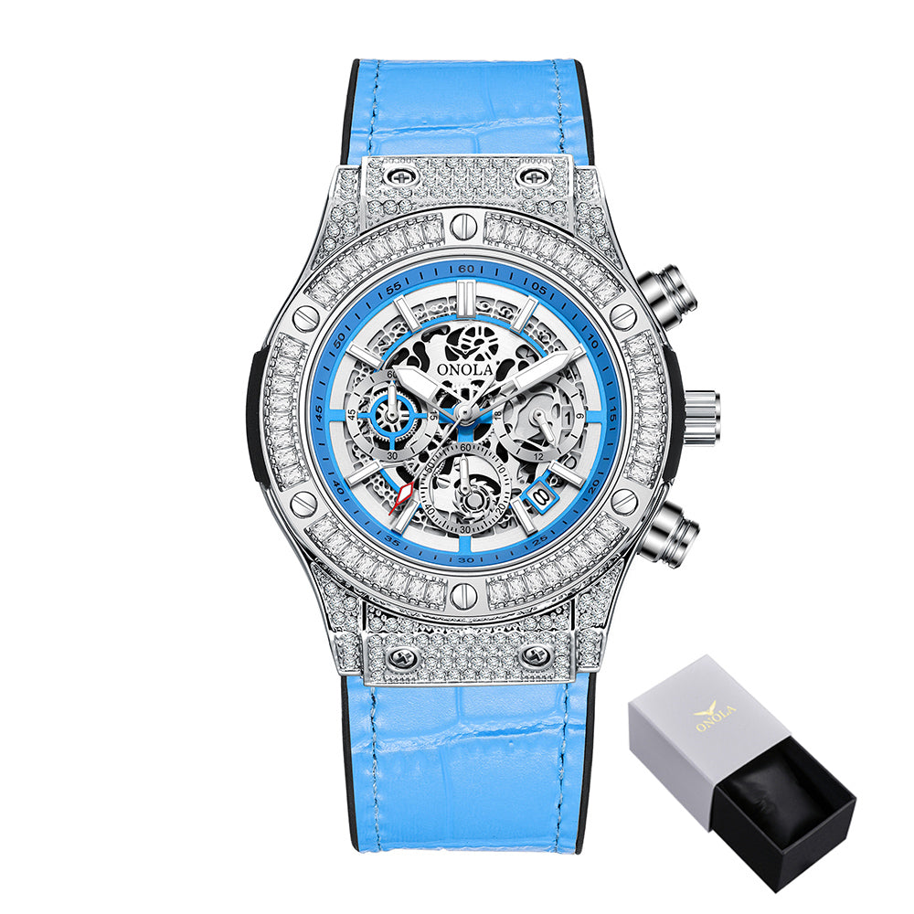 ONOLA-6856 Men's High Quality Multifunctional Quartz Watch - Sparkling Diamond Decoration