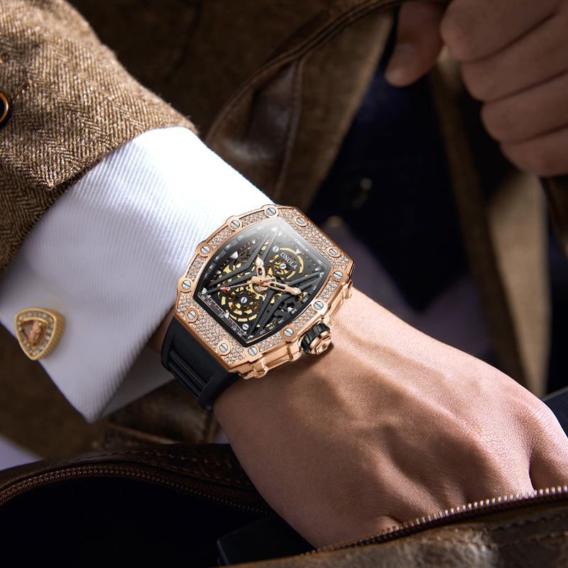 ONOLA-3828D Men's Mechanical Watch Wine Barrel Tourbillon Series, Suitable for Business wear