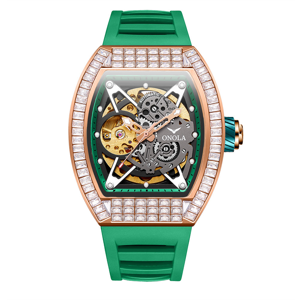 ONOLA-3838F Men's Wine Barrel Fashion Mechanical Watch, Hollow Tourbillon Series, Ideal Gift