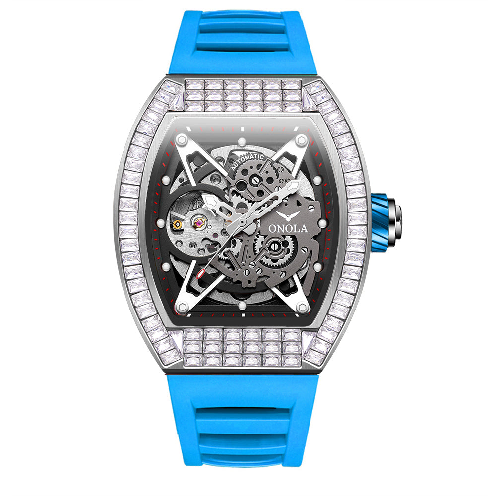ONOLA-3838F Men's Wine Barrel Fashion Mechanical Watch, Hollow Tourbillon Series, Ideal Gift