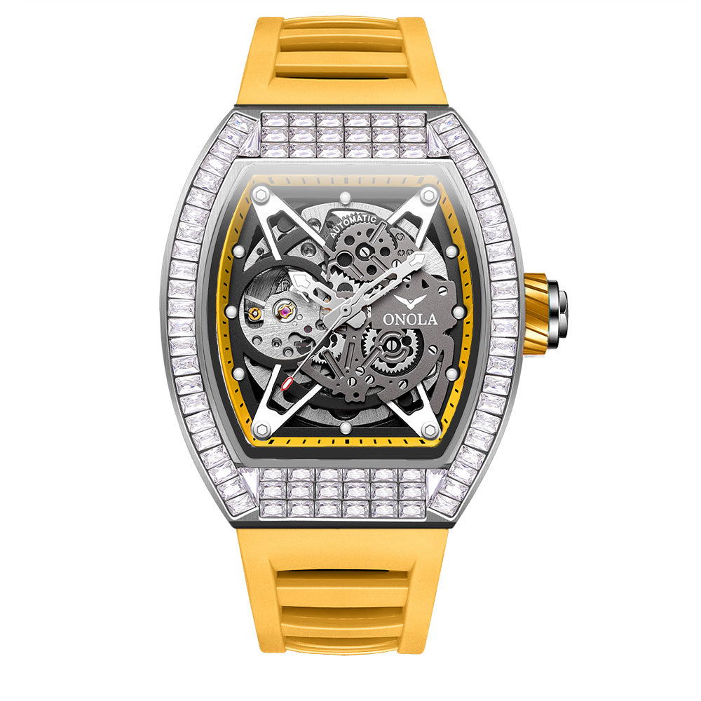 ONOLA-3838F Men's Wine Barrel Fashion Mechanical Watch, Hollow Tourbillon Series, Ideal Gift