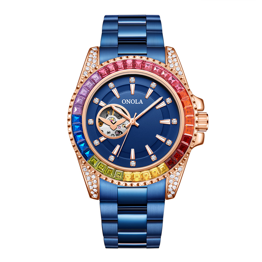 ONOLA 3839 Watch for Men New Fashion Steel Watch Luxury Diamond Automatic Mens Watch