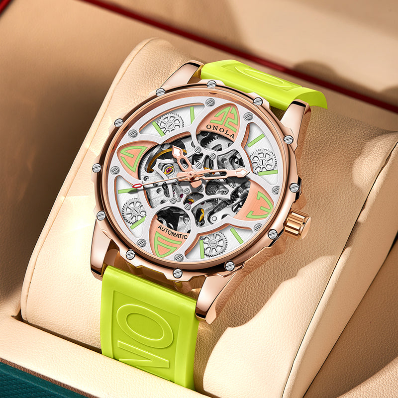 ONOLA-3833 Fashion Men's Hollow Automatic Mechanical Watch, Ideal Gift