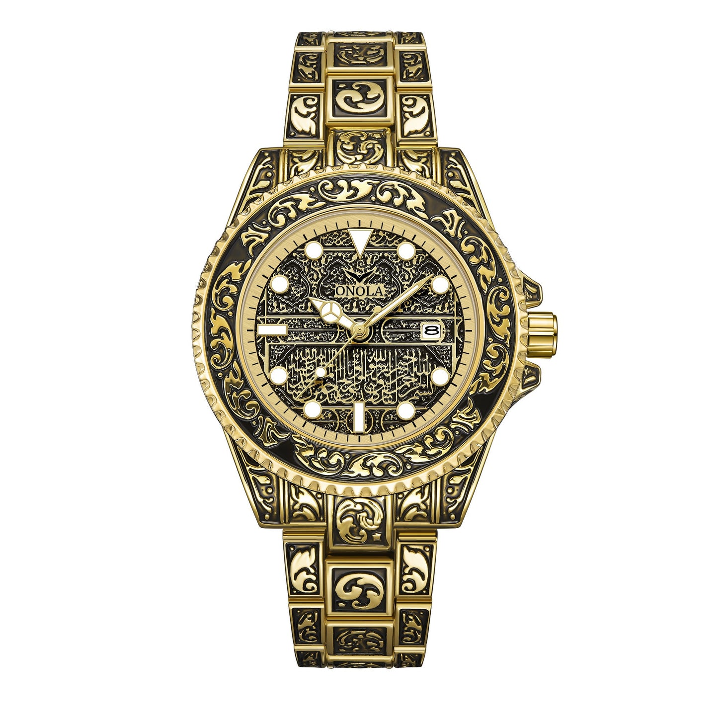 ONOLA-3830 men's vintage quartz watch with exquisite relief pattern, suitable for daily wear and as a thoughtful gift