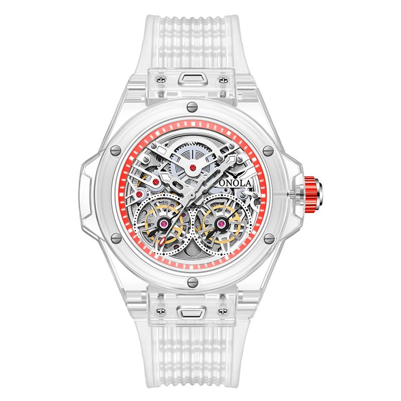 ONOLA-3835, Fashionable sports tourbillon hollow mechanical watch, ideal gift for men