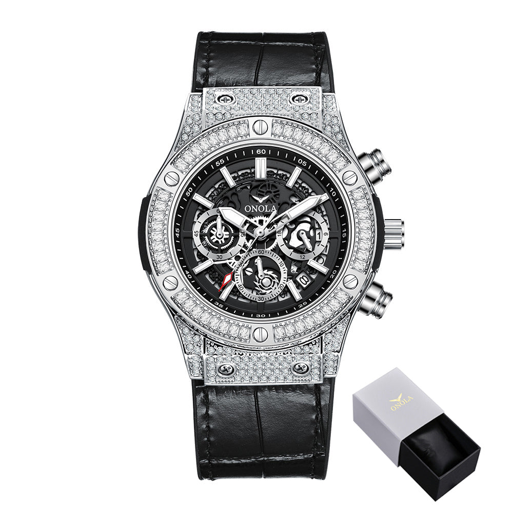 ONOLA-6856 Men's High Quality Multifunctional Quartz Watch - Sparkling Diamond Decoration