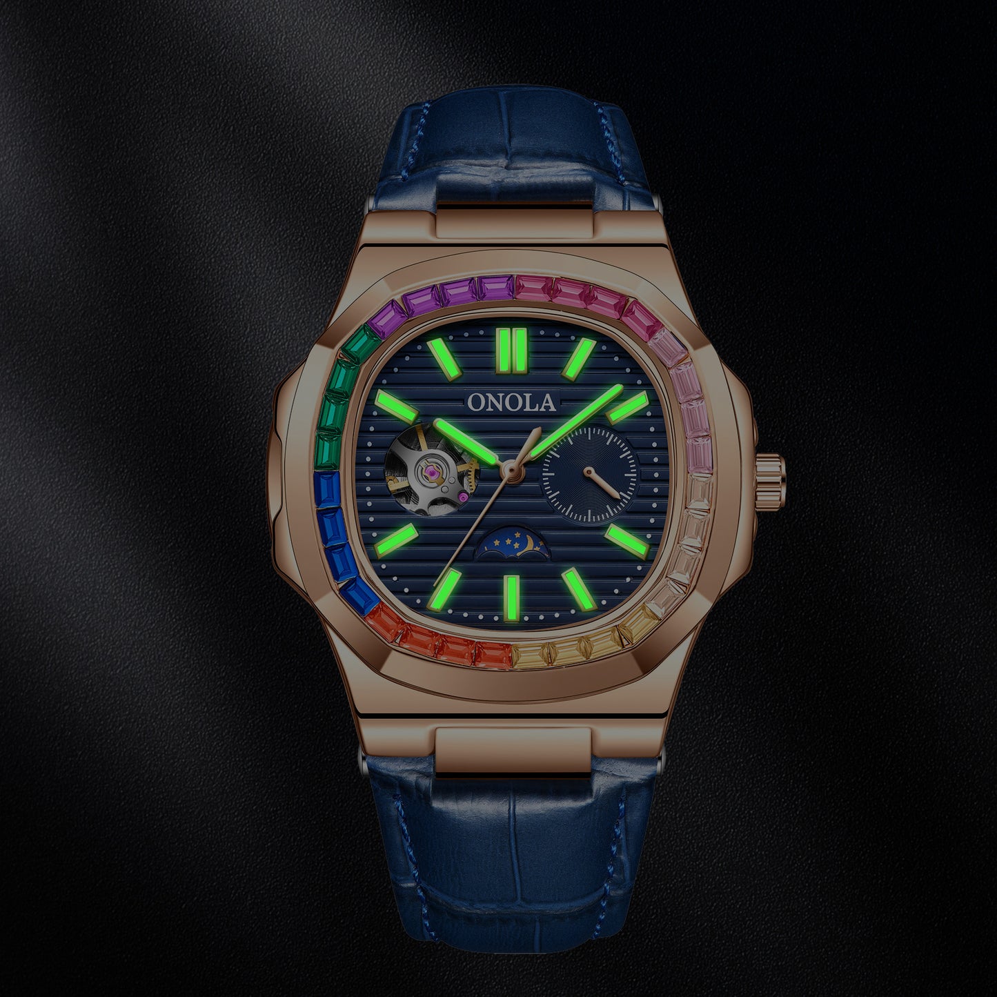 ONOLA-3855CH men's luxury mechanical watch, automatic winding, waterproof and durable, suitable for men's elegant watch