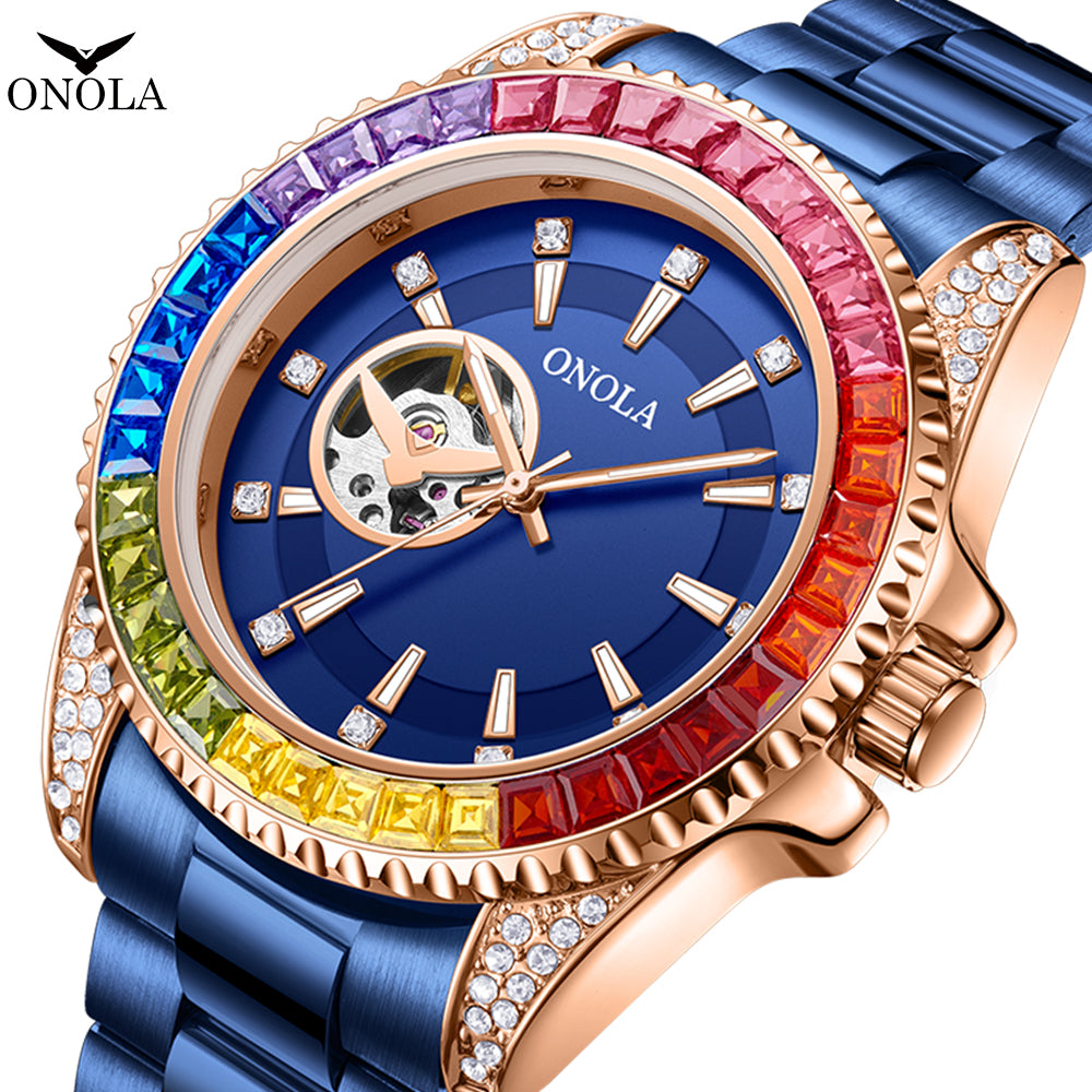 ONOLA 3839 Watch for Men New Fashion Steel Watch Luxury Diamond Automatic Mens Watch