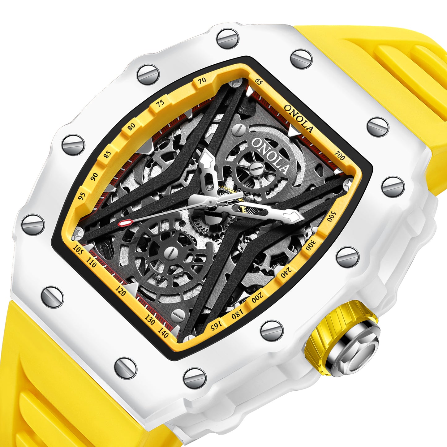 ONOLA-3828W Men's Sports Mechanical Watch 30 meter Waterproof, Perfect Gift Choice