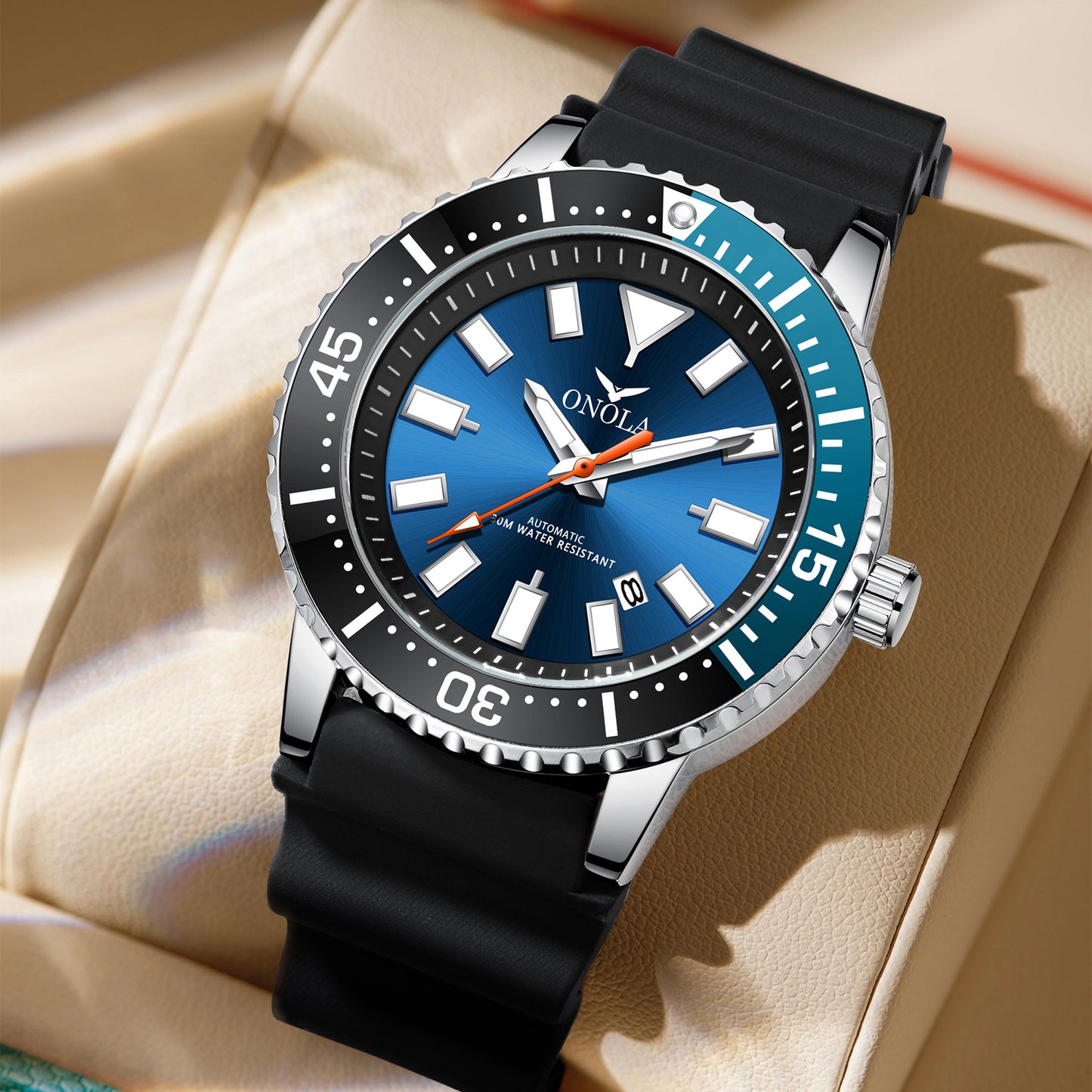ONOLA-3851 men's high-quality mechanical watch with automatic winding and luminous band calendar