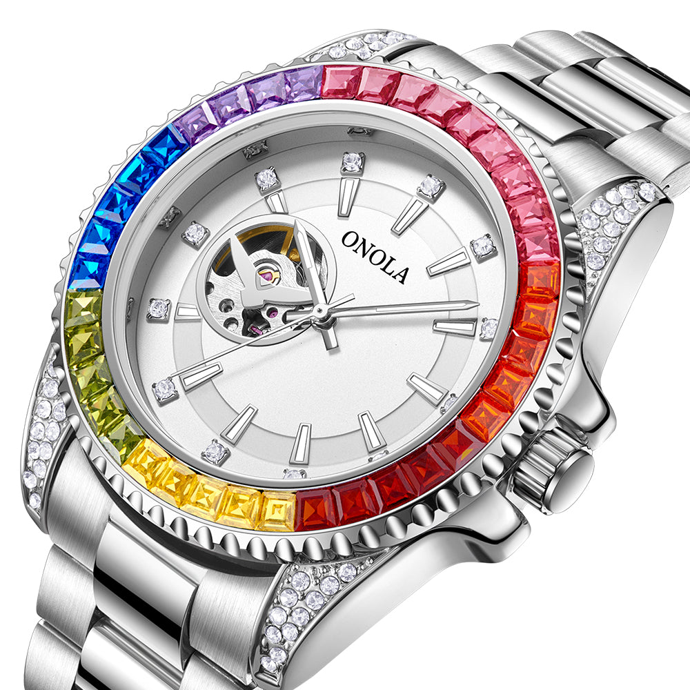 ONOLA 3839 Watch for Men New Fashion Steel Watch Luxury Diamond Automatic Mens Watch