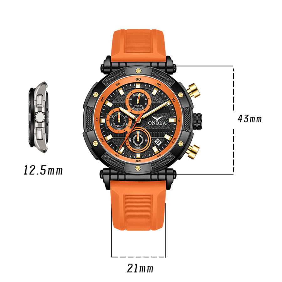 ONOLA-6859 dial (4.4cm) men's sports high-quality quartz watch - night light, perfect gift choice