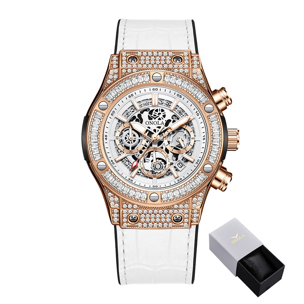 ONOLA-6856 Men's High Quality Multifunctional Quartz Watch - Sparkling Diamond Decoration