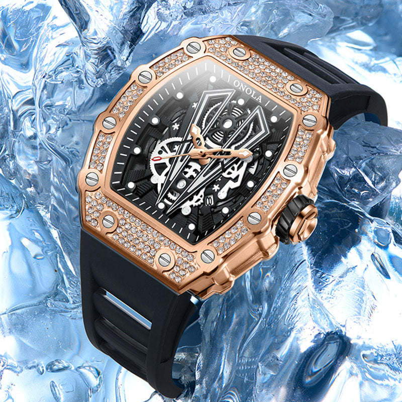ONOLA-3826D men's wine barrel quartz watch, available in multiple colors, as a birthday gift for yourself