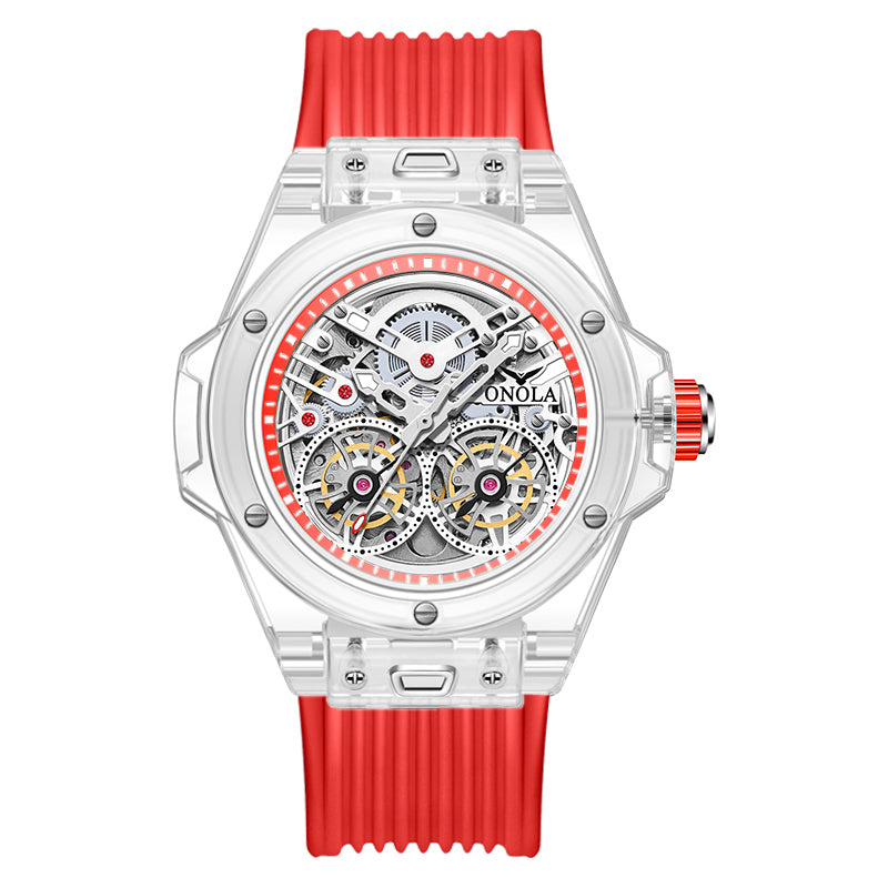 ONOLA-3835, Fashionable sports tourbillon hollow mechanical watch, ideal gift for men