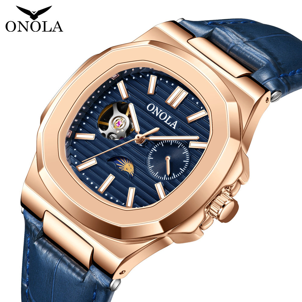ONOLA-3855 men's mechanical watch, business style, automatic winding, waterproof and durable, perfect gift choice