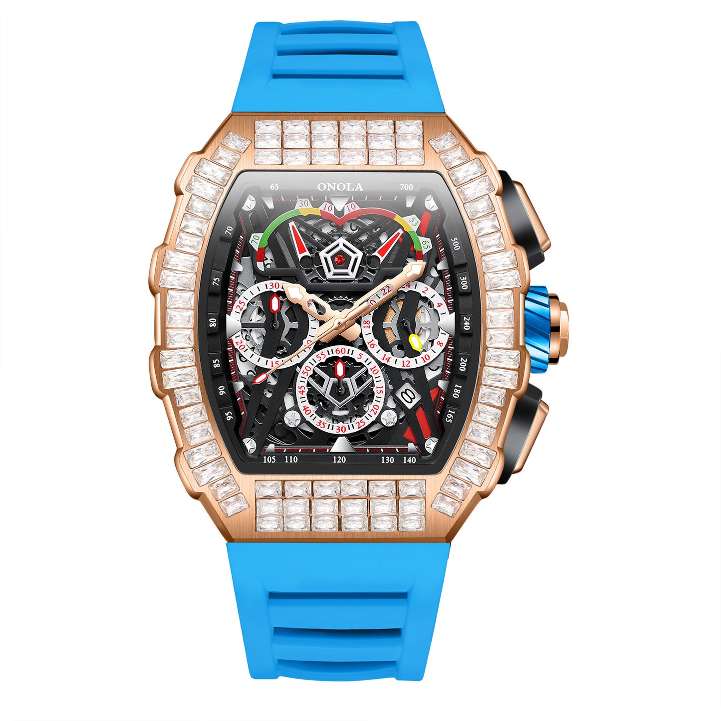 ONOLA-6827F Men's Fashion Hollow Mechanical Watch with sequin decoration on the surface