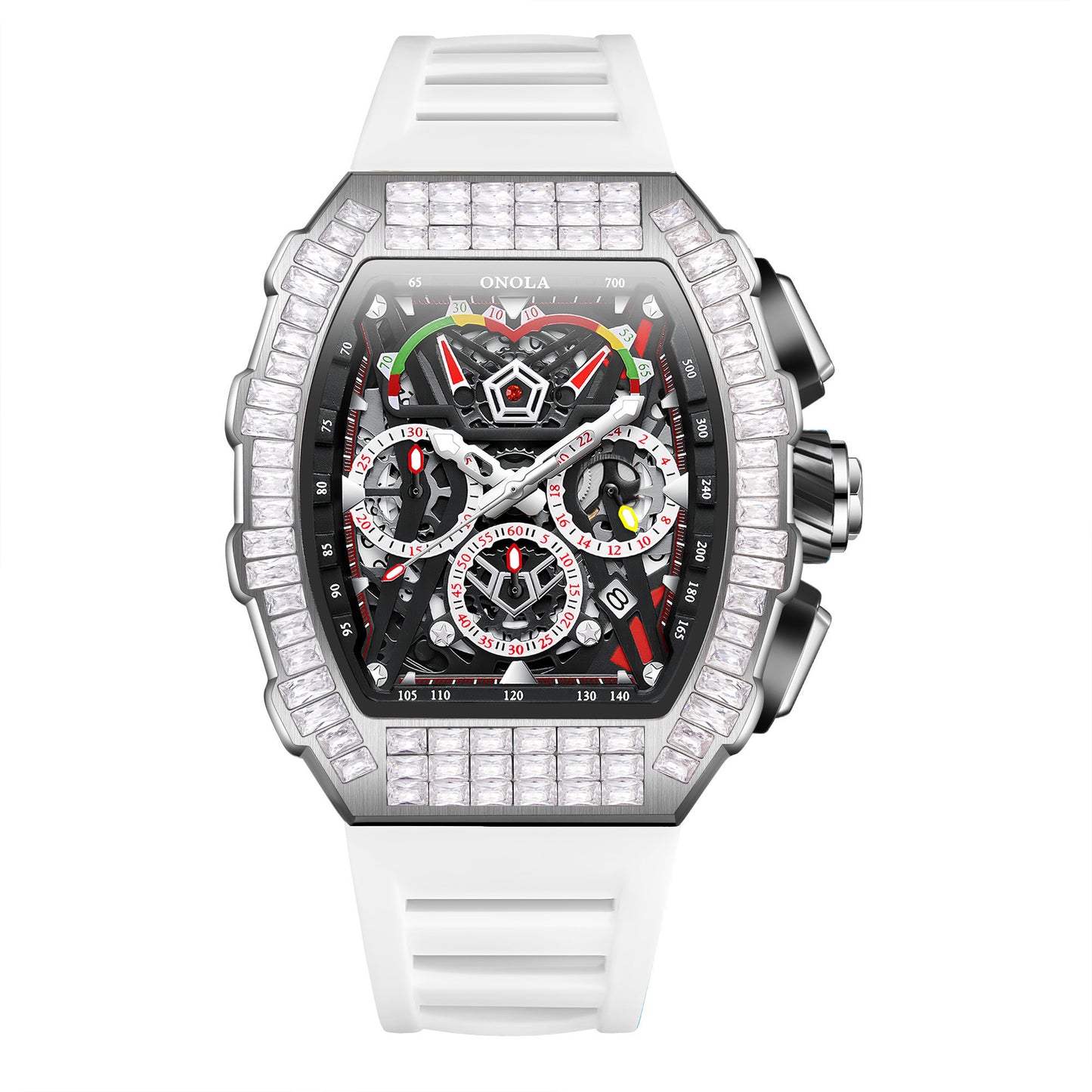 ONOLA-6827F Men's Fashion Hollow Mechanical Watch with sequin decoration on the surface