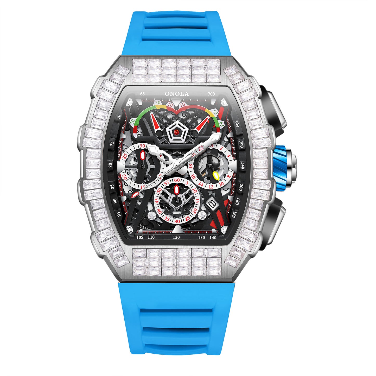 ONOLA-6827F Men's Fashion Hollow Mechanical Watch with sequin decoration on the surface