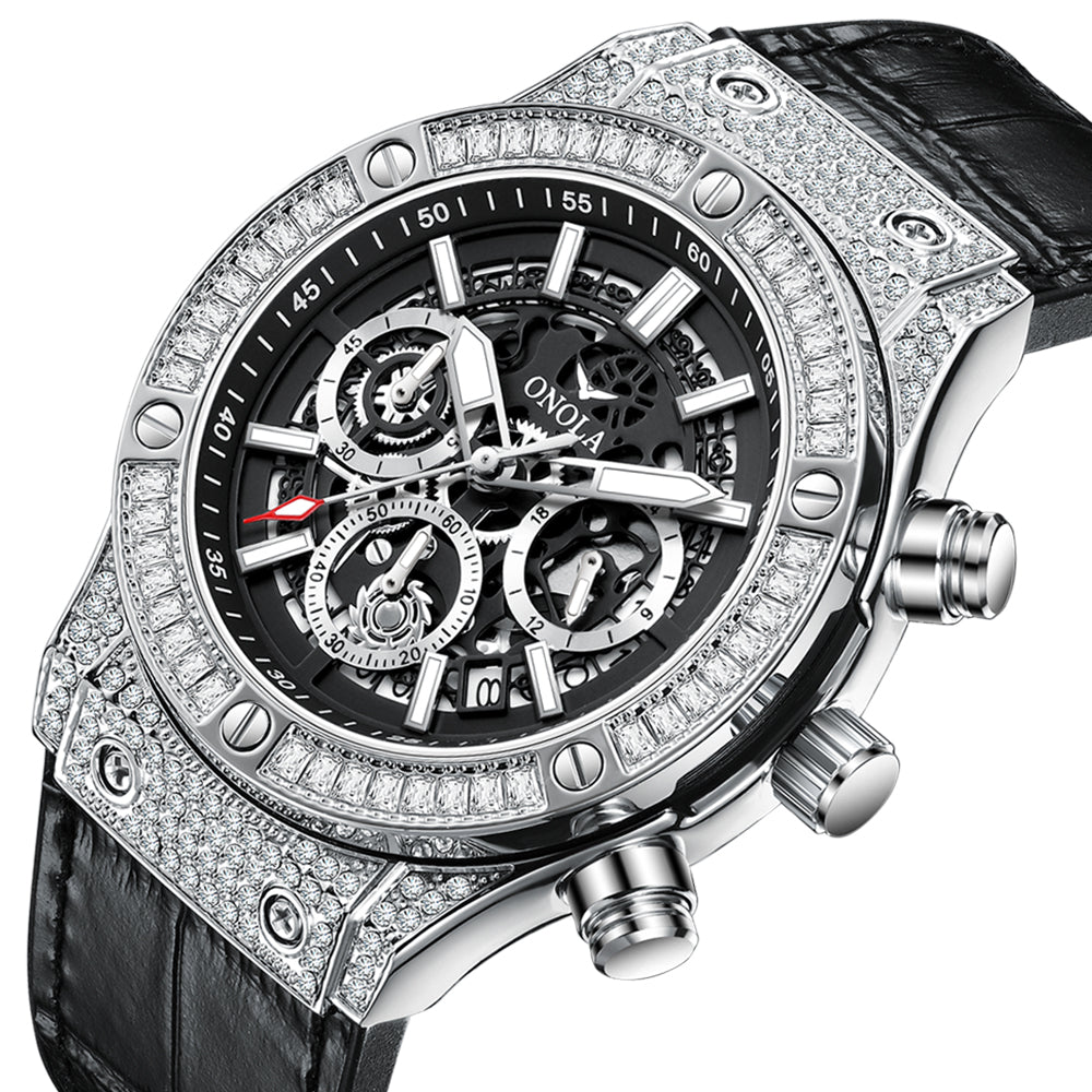 ONOLA-6856 Men's High Quality Multifunctional Quartz Watch - Sparkling Diamond Decoration