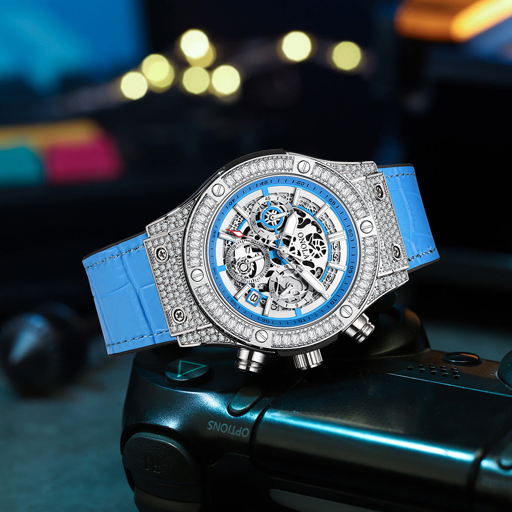 ONOLA-6856 Men's High Quality Multifunctional Quartz Watch - Sparkling Diamond Decoration