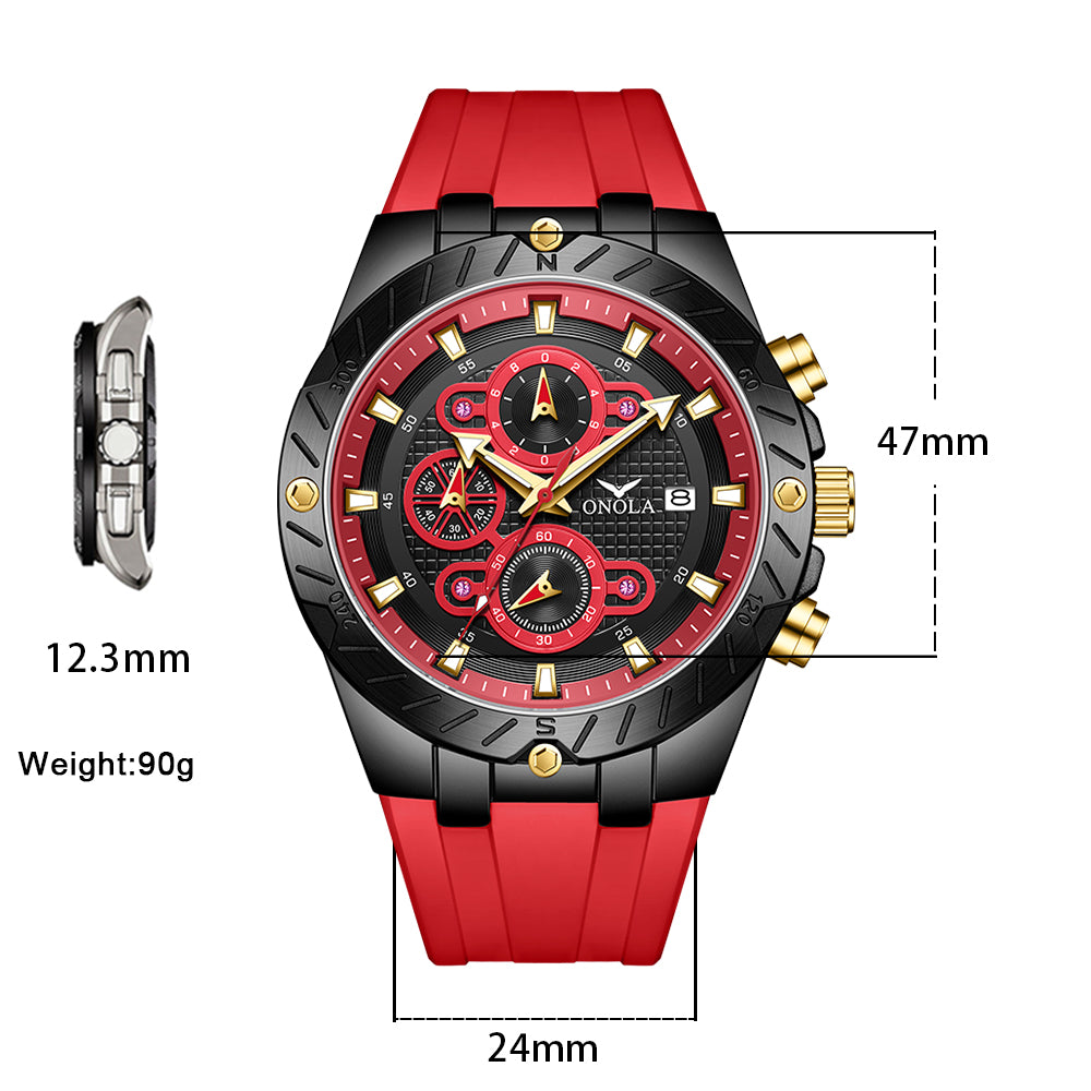 ONOLA-6857 men's fashionable quartz watch multifunctional timing night light waterproof, give yourself a Christmas gift