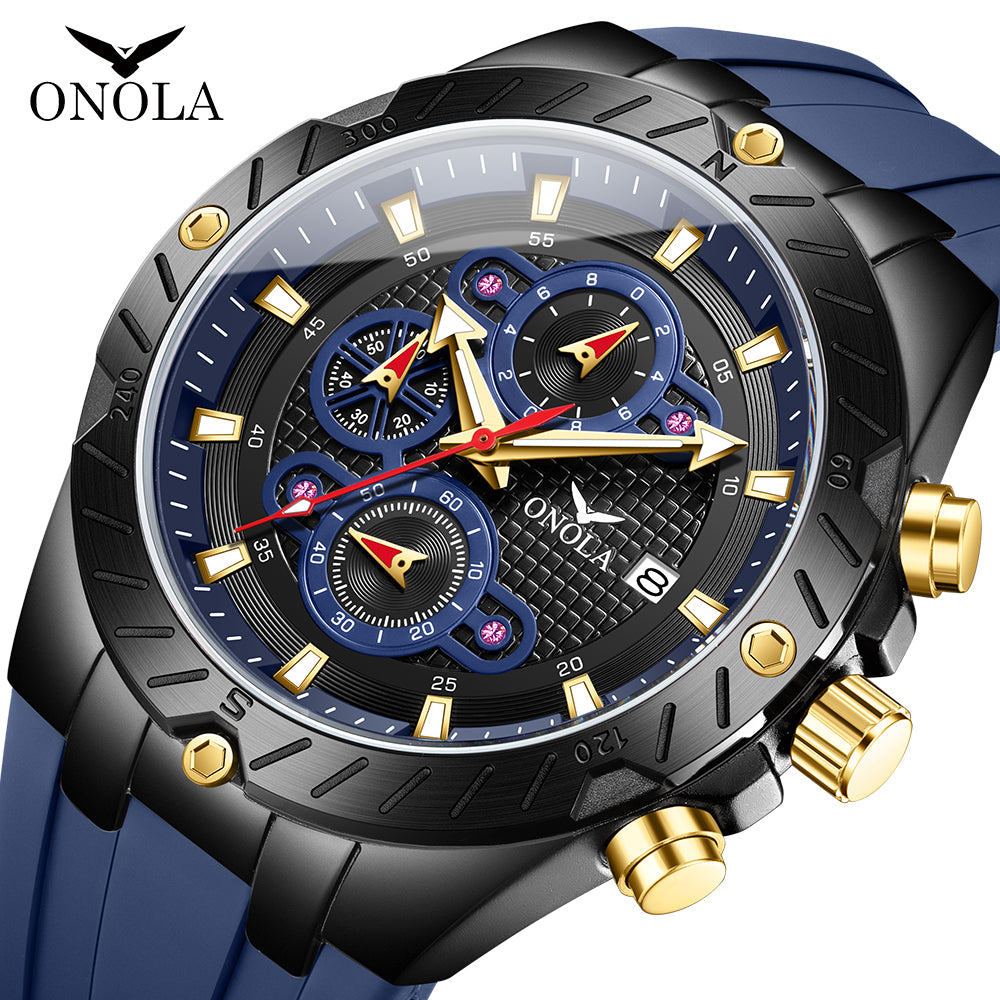 ONOLA-6857 men's fashionable quartz watch multifunctional timing night light waterproof, give yourself a Christmas gift
