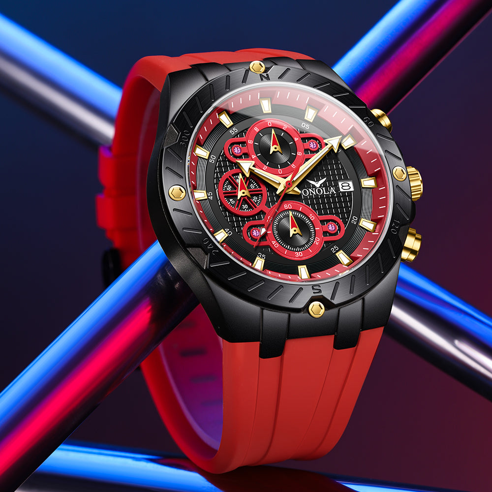 ONOLA-6857 men's fashionable quartz watch multifunctional timing night light waterproof, give yourself a Christmas gift