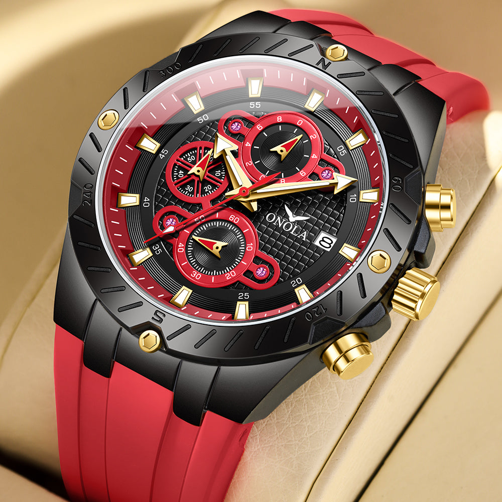 ONOLA-6857 men's fashionable quartz watch multifunctional timing night light waterproof, give yourself a Christmas gift