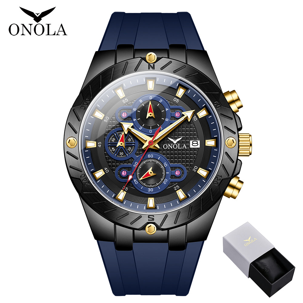 ONOLA-6857 men's fashionable quartz watch multifunctional timing night light waterproof, give yourself a Christmas gift