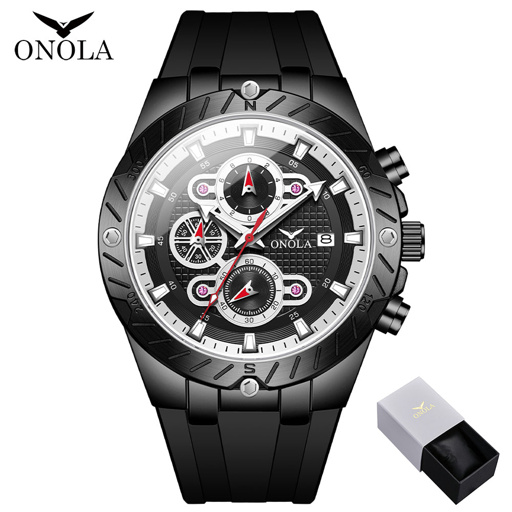 ONOLA-6857 men's fashionable quartz watch multifunctional timing night light waterproof, give yourself a Christmas gift
