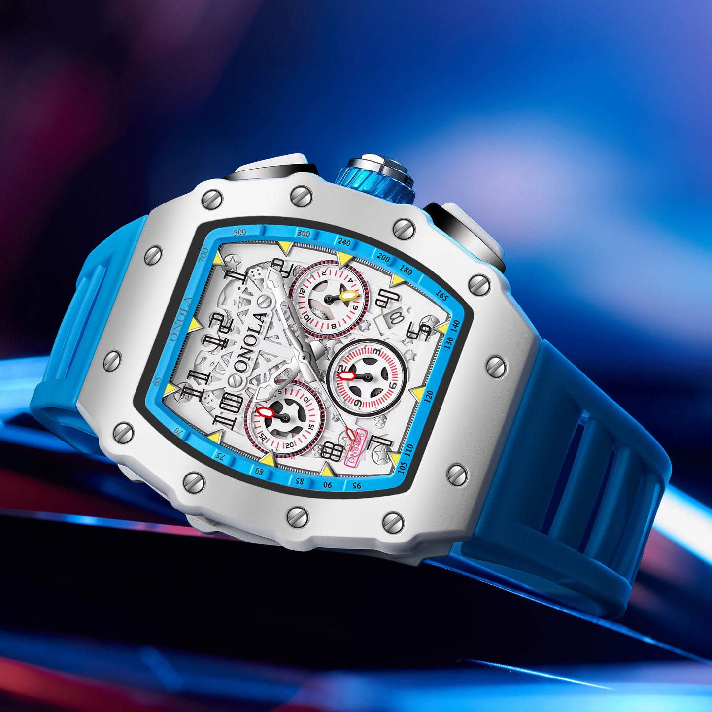 ONOLA-6826W Men's Quartz Watch 30 meter Waterproof, with Calendar Function, Barrel Type
