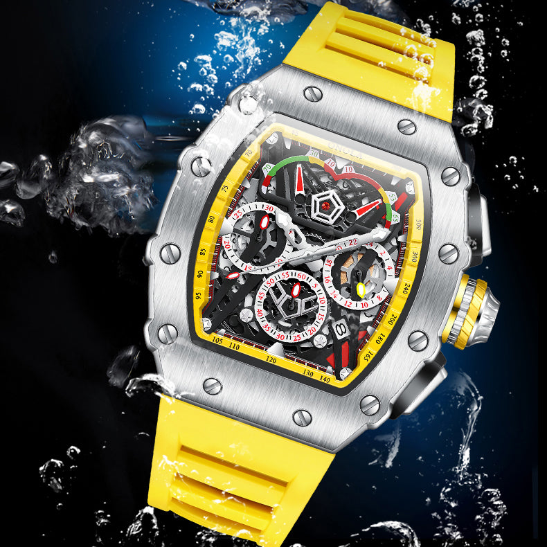 ONOLA-6827 Men's Wine Barrel Quartz Watch Multi functional Timing Watch